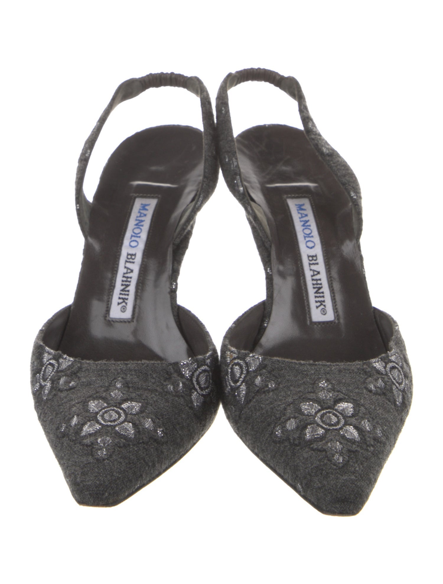 Manolo Blahnik Wool Floral Print Slingback Pumps